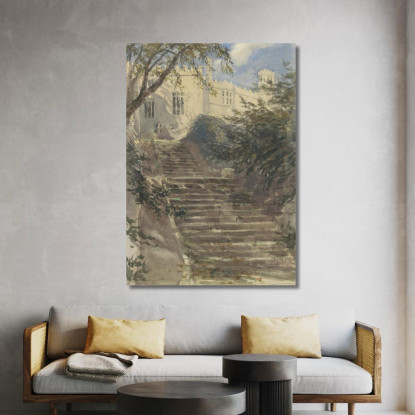 Scala Del Giardino Presso Haddon Hall Derbyshire David Cox dcx53 quadro stampato su tela