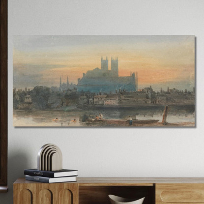 Westminster Da Lambeth David Cox dcx57 quadro stampato su tela