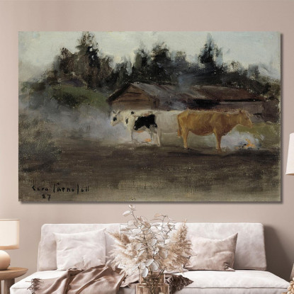 Estudio De Vacas En Humo De Turba Eero Järnefelt ejr4 cuadro en lienzo