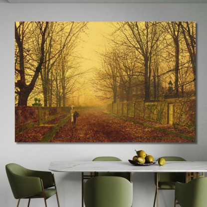 Un'Idillio Dorato John Atkinson Grimshaw jag2 quadro stampato su tela