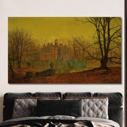 Una Casa Con Fossato Nello Yorkshire John Atkinson Grimshaw jag6 quadro stampato su tela
