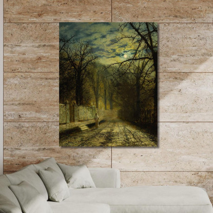 Una Strada Al Chiaro Di Luna 2 John Atkinson Grimshaw jag8 quadro stampato su tela