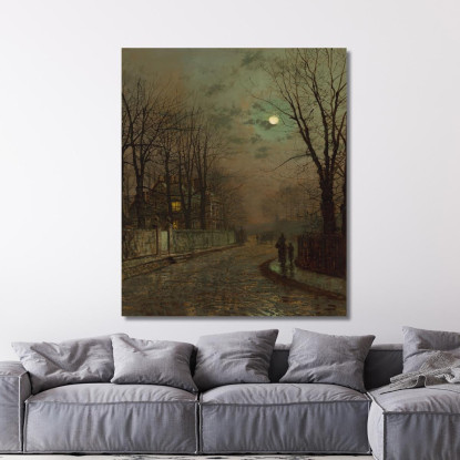 Una Strada Bagnata A Knostrop Yorkshire John Atkinson Grimshaw jag14 quadro stampato su tela