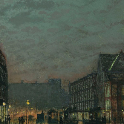 Boar Lane Leeds Al Chiarore Dei Lampioni John Atkinson Grimshaw jag23 quadro stampato su tela