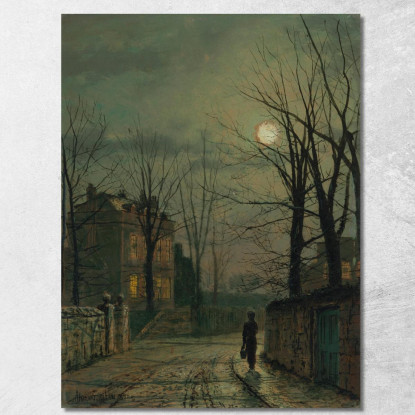 Angolo Della Vecchia Strada Claughton Vicino A Scarborough John Atkinson Grimshaw jag25 quadro stampato su tela