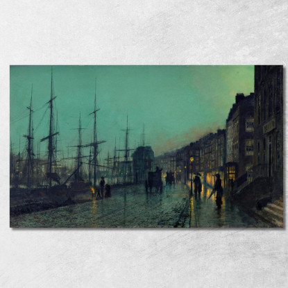 Navi Sul Clyde John Atkinson Grimshaw jag60 quadro stampato su tela