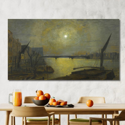 Ponte Di Southwark Da Blackfriars Al Chiaro Di Luna John Atkinson Grimshaw jag62 quadro stampato su tela