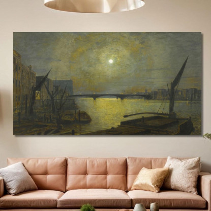 Ponte Di Southwark Da Blackfriars Al Chiaro Di Luna John Atkinson Grimshaw jag62 quadro stampato su tela