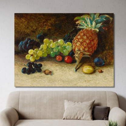Natura Morta Con Ananas Uva Noci E Prugne John Atkinson Grimshaw jag67 quadro stampato su tela