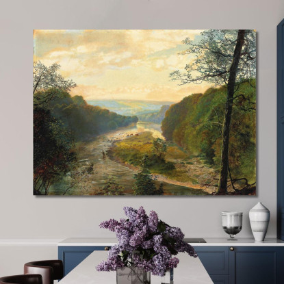La Valle Del Wharfe Con La Torre Di Barden Sullo Sfondo John Atkinson Grimshaw jag77 quadro stampato su tela
