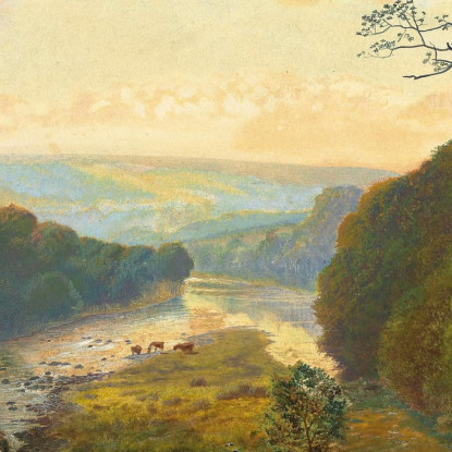 La Valle Del Wharfe Con La Torre Di Barden Sullo Sfondo John Atkinson Grimshaw jag77 quadro stampato su tela
