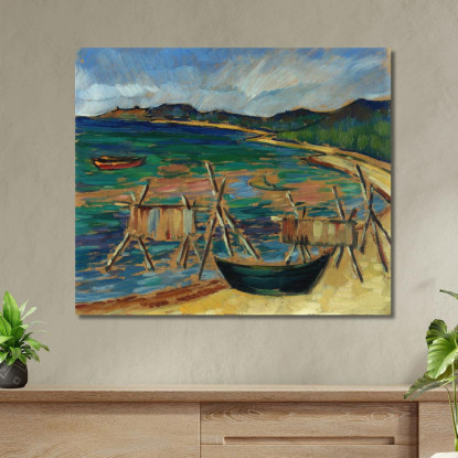 Baia Con Barche Konrad Mägi kmg14 quadro stampato su tela