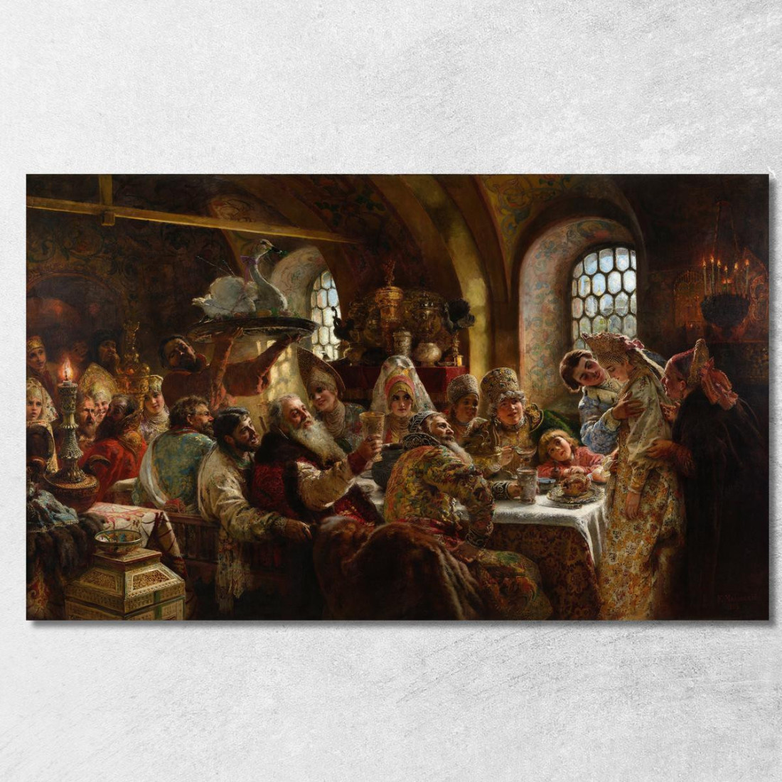 Banchetto Nuziale Di Un Boiardo Konstantin Egorovich Makovsky kem1 quadro stampato su tela Banchetto Nuziale Di Un Boiardo Konstantin Egorovich Makovsky kem1 quadro stampato su tela