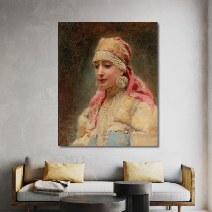 Ritratto Di Una Boiarina Konstantin Egorovich Makovsky kem7 quadro stampato su tela
