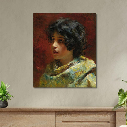 Ritratto Di Una Giovane Ragazza Konstantin Egorovich Makovsky kem10 quadro stampato su tela