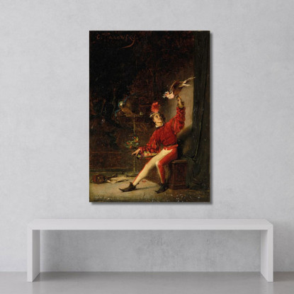 Giovane Uomo Con Pappagallo Konstantin Egorovich Makovsky kem21 quadro stampato su tela