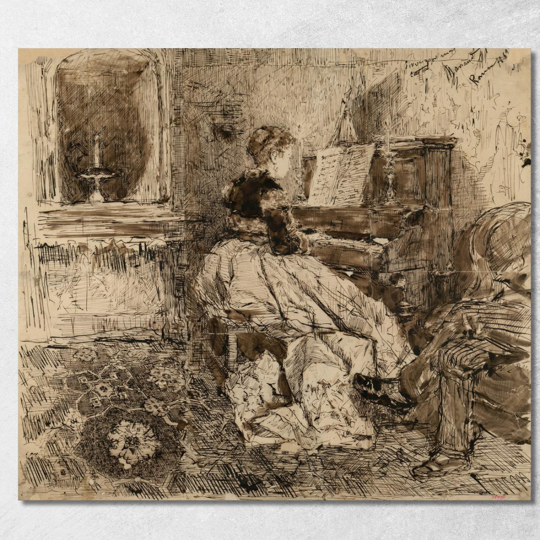 Cecilia De Madrazo Che Suona Il Pianoforte Mariano Fortuny Marsal mfm19 quadro stampato su tela Cecilia De Madrazo Che Suona Il Pianoforte Mariano Fortuny Marsal mfm19 quadro stampato su tela