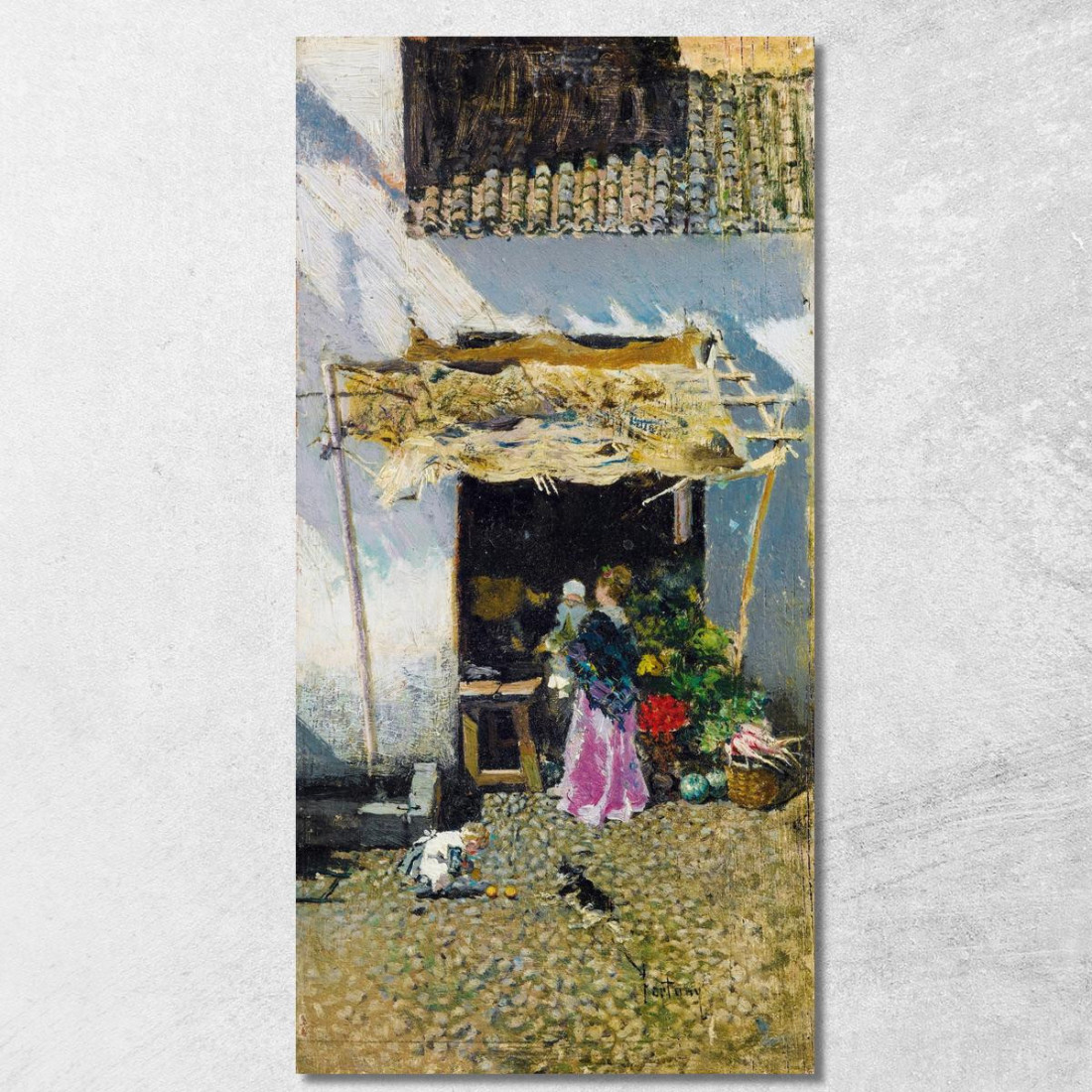 Giovane Donna Con Gonna Lilla Davanti A Una Bancarella Di Verdure Mariano Fortuny Marsal mfm26 quadro stampato su tela Giovane Donna Con Gonna Lilla Davanti A Una Bancarella Di Verdure Mariano Fortuny Marsal mfm26 quadro stampato su tela