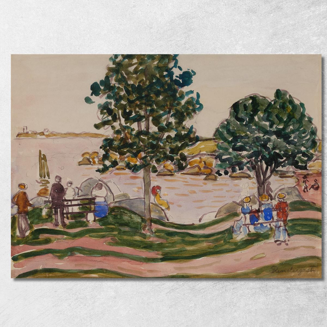 Strada Curva New England Maurice Prendergast mpr13 quadro stampato su tela Strada Curva New England Maurice Prendergast mpr13 quadro stampato su tela