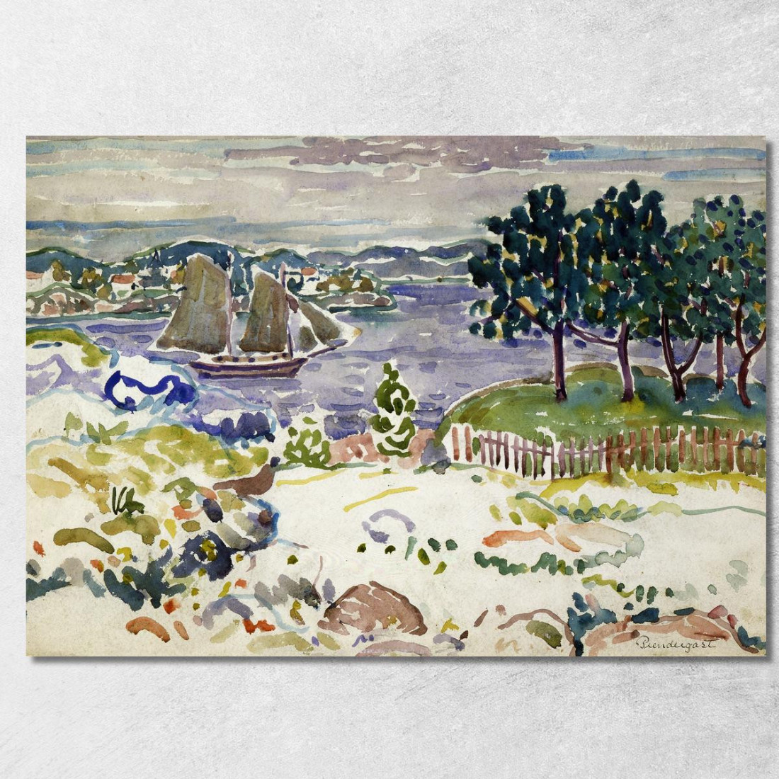Insenatura Con Barca A Vela Maine Maurice Prendergast mpr25 quadro stampato su tela Insenatura Con Barca A Vela Maine Maurice Prendergast mpr25 quadro stampato su tela