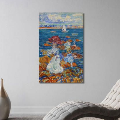 Bassa Marea Figure Sulle Rocce Maurice Prendergast mpr29 quadro stampato su tela