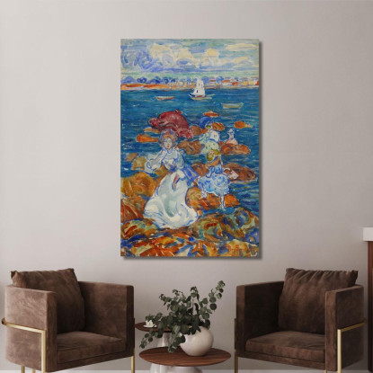 Bassa Marea Figure Sulle Rocce Maurice Prendergast mpr29 quadro stampato su tela