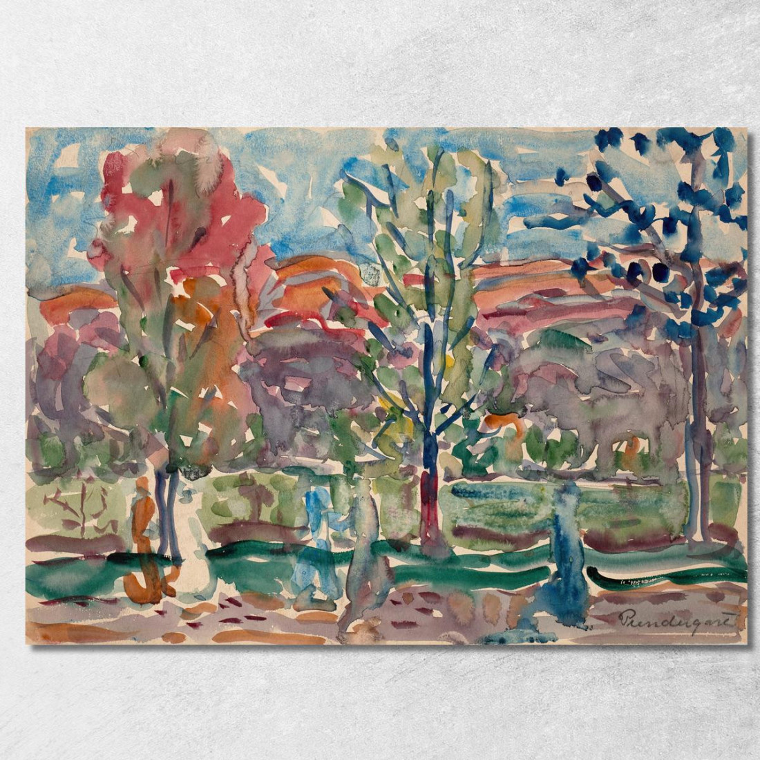 Alberi Contro La Montagna Maurice Prendergast mpr70 quadro stampato su tela Alberi Contro La Montagna Maurice Prendergast mpr70 quadro stampato su tela