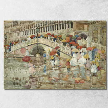 Ombrelli Sotto La Pioggia Maurice Prendergast mpr71 quadro stampato su tela