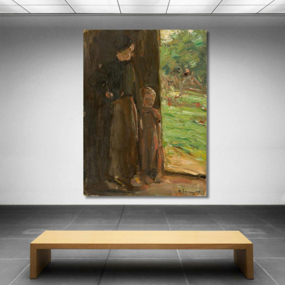 Contadina Con Bambino Sotto La Porta / Donna E Bambino Sulla Soglia Max Liebermann mlb16 quadro stampato su tela