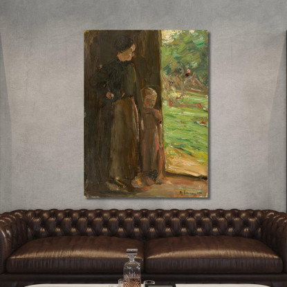 Contadina Con Bambino Sotto La Porta / Donna E Bambino Sulla Soglia Max Liebermann mlb16 quadro stampato su tela