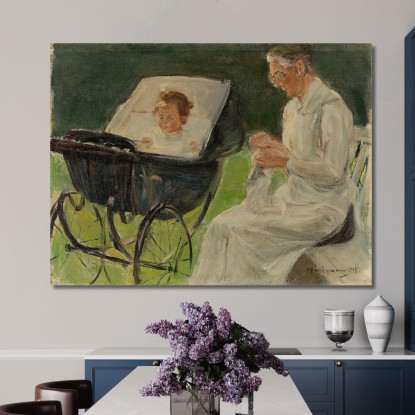 La Nipote Dell'Artista Con La Sua Balia Nel Giardino Del Wannsee Max Liebermann mlb29 quadro stampato su tela