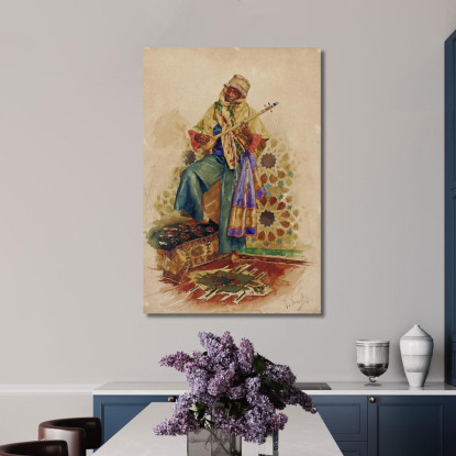 Un Musicista Arabo Rudolf Ernst rer12 quadro stampato su tela