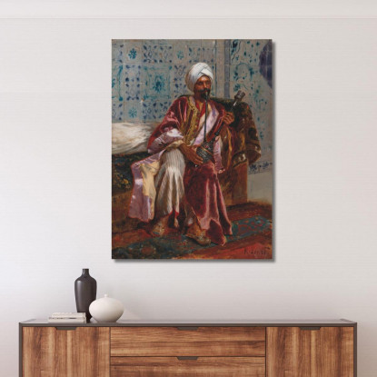 Arabo Che Fuma Un Narghilè Rudolf Ernst rer15 quadro stampato su tela