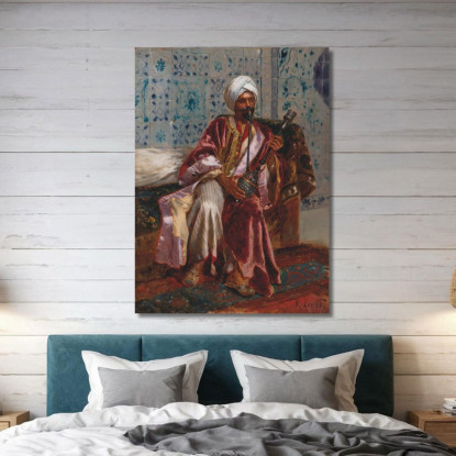 Arabo Che Fuma Un Narghilè Rudolf Ernst rer15 quadro stampato su tela