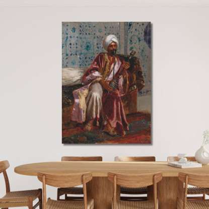 Arabo Che Fuma Un Narghilè Rudolf Ernst rer15 quadro stampato su tela
