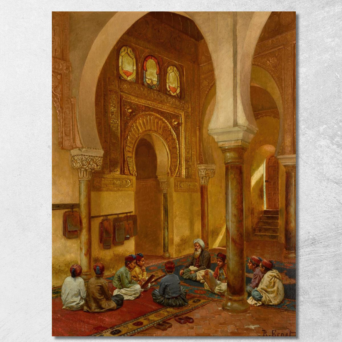 Nella Madrasa Rudolf Ernst rer21 quadro stampato su tela Nella Madrasa Rudolf Ernst rer21 quadro stampato su tela