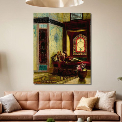 Signora Orientale Languida Con Una Rosa Rudolf Ernst rer26 quadro stampato su tela
