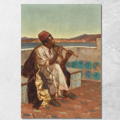 Musicista Sulla Terrazza Rudolf Ernst rer31 quadro stampato su tela