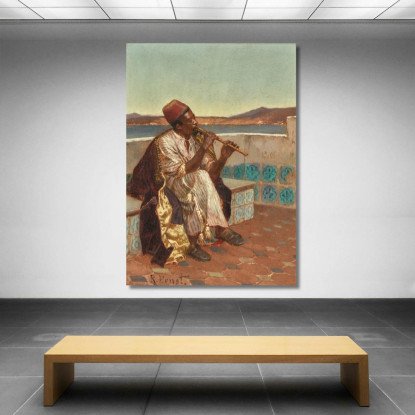 Musicista Sulla Terrazza Rudolf Ernst rer31 quadro stampato su tela
