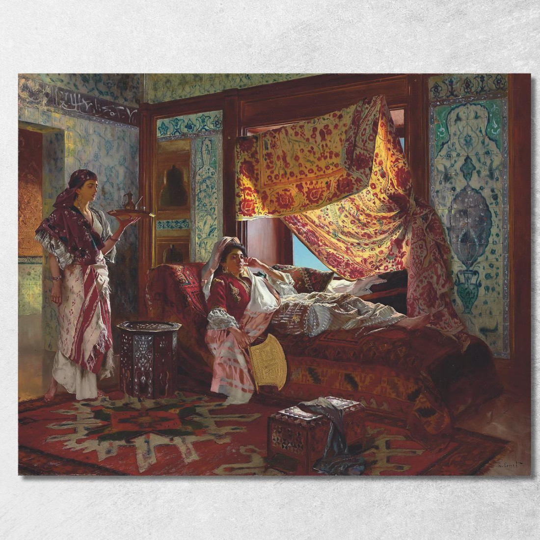 Prendendo Il Tè Nell'Harem Rudolf Ernst rer36 quadro stampato su tela Prendendo Il Tè Nell'Harem Rudolf Ernst rer36 quadro stampato su tela