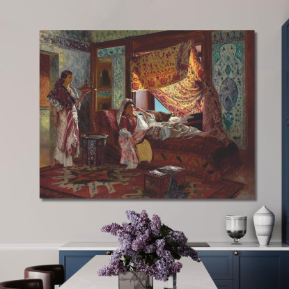 Prendendo Il Tè Nell'Harem Rudolf Ernst rer36 quadro stampato su tela