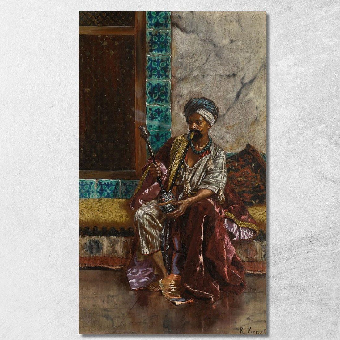 Il Fumatore Di Narghilè Rudolf Ernst rer55 quadro stampato su tela Il Fumatore Di Narghilè Rudolf Ernst rer55 quadro stampato su tela