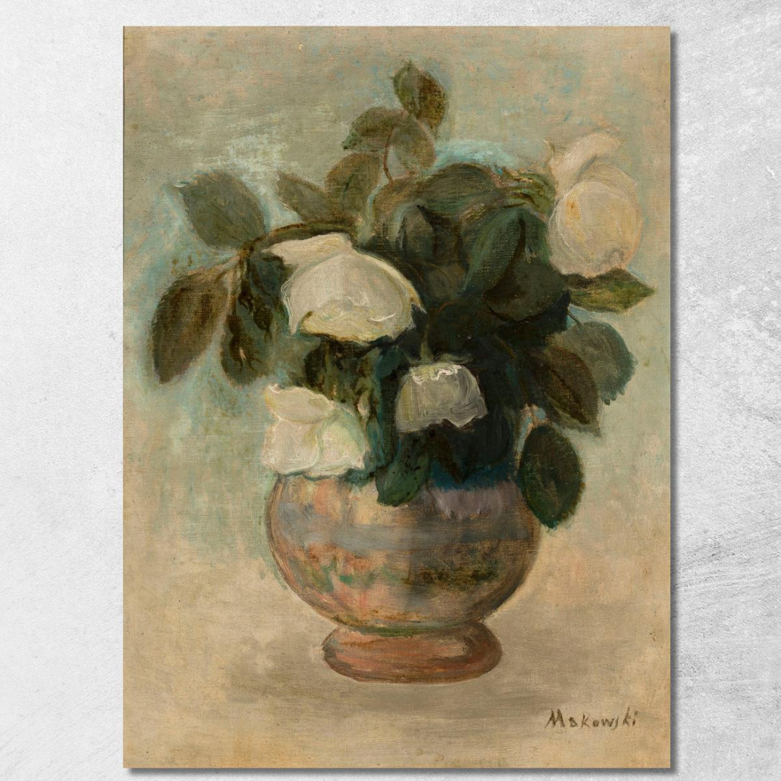 Rose Bianche Tadeusz Makowski tmk13 quadro stampato su tela Rose Bianche Tadeusz Makowski tmk13 quadro stampato su tela