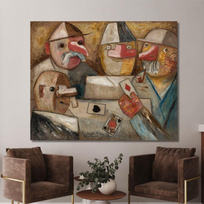 Partita A Carte Tadeusz Makowski tmk23 quadro stampato su tela