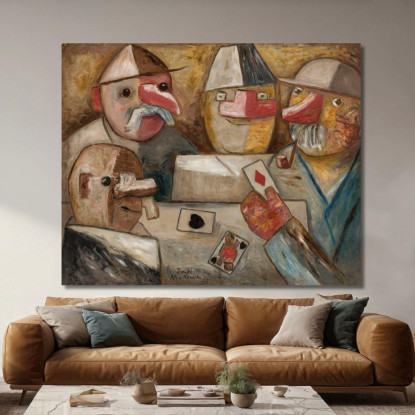 Partita A Carte Tadeusz Makowski tmk23 quadro stampato su tela