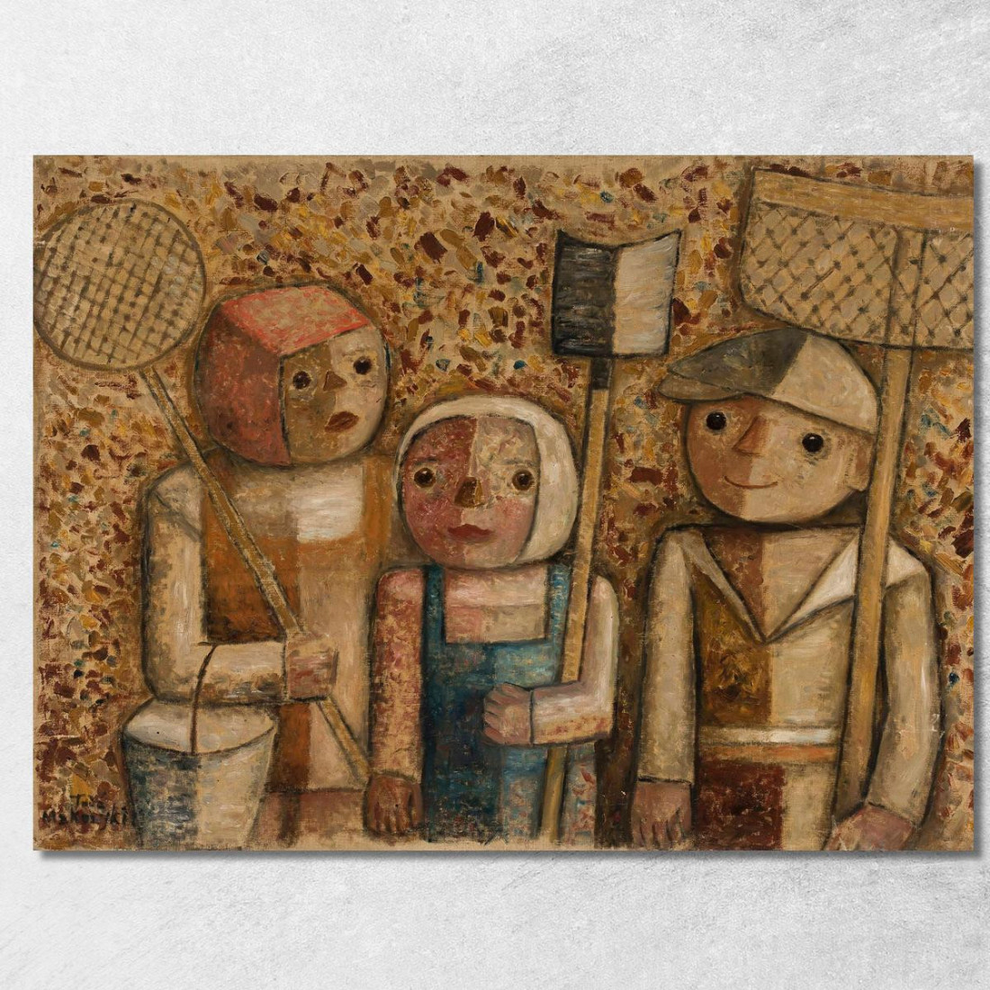 Bambini Che Vanno A Pescare Tadeusz Makowski tmk26 quadro stampato su tela Bambini Che Vanno A Pescare Tadeusz Makowski tmk26 quadro stampato su tela
