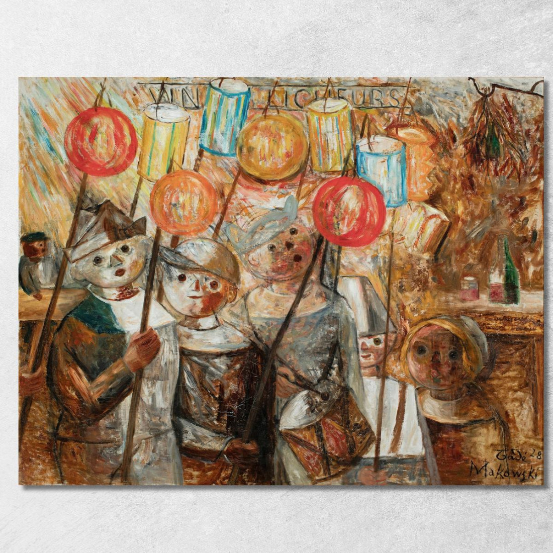 Bambini Con Torce Tadeusz Makowski tmk31 quadro stampato su tela Bambini Con Torce Tadeusz Makowski tmk31 quadro stampato su tela