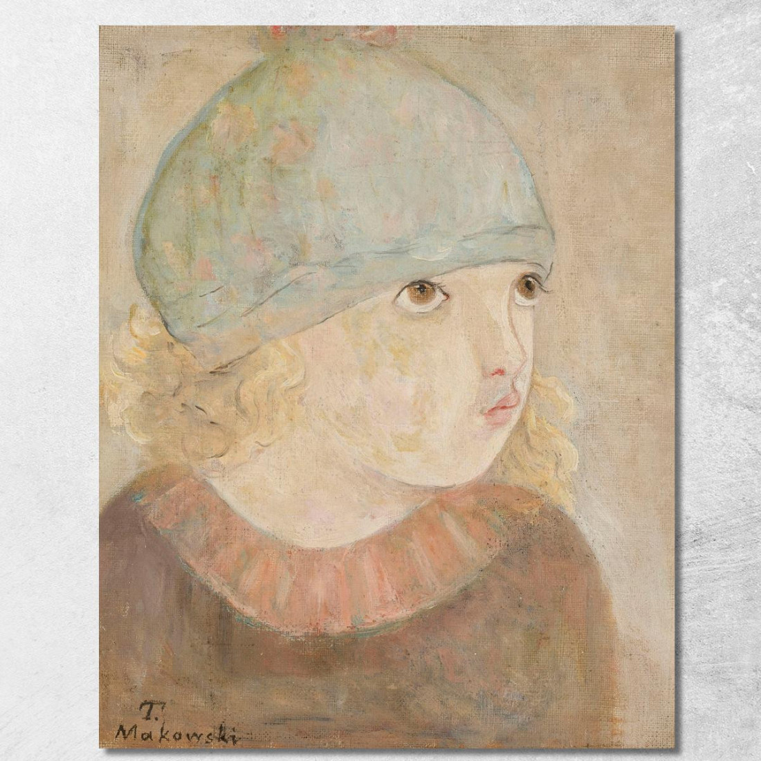 Bambina Con Berretto Blu Tadeusz Makowski tmk47 quadro stampato su tela Bambina Con Berretto Blu Tadeusz Makowski tmk47 quadro stampato su tela
