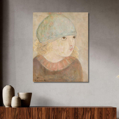 Bambina Con Berretto Blu Tadeusz Makowski tmk47 quadro stampato su tela