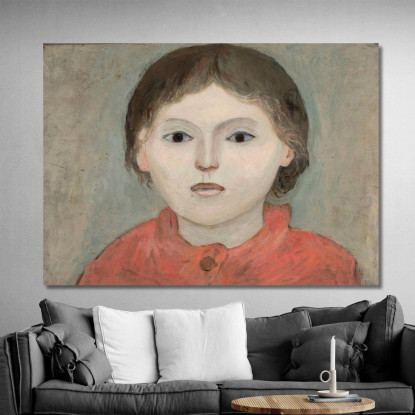 Bambina Con Vestito Arancione Tadeusz Makowski tmk48 quadro stampato su tela